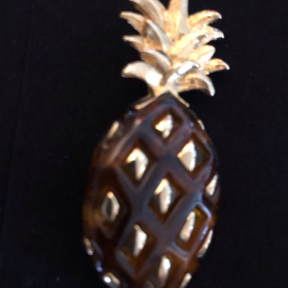 Gold and Brown Pineapple Brooch